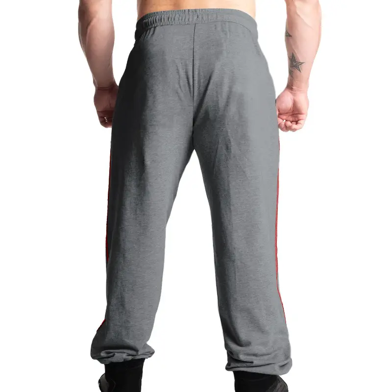Men Black Heavy Terry Long Pants Spring Fall Loose Wide Leg — feature 38