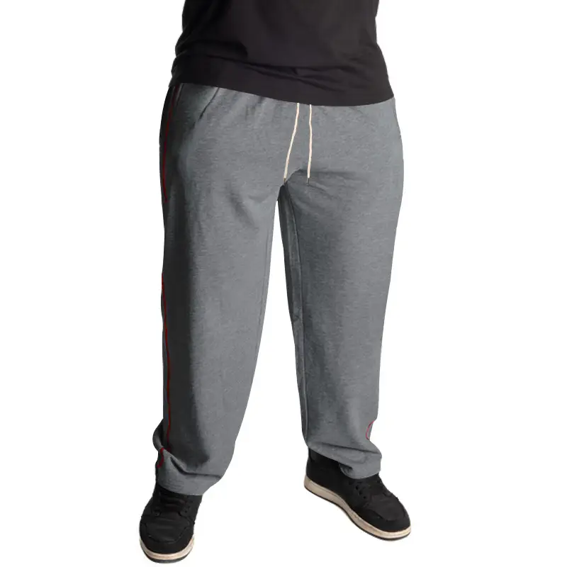 Men Black Heavy Terry Long Pants Spring Fall Loose Wide Leg — feature 39