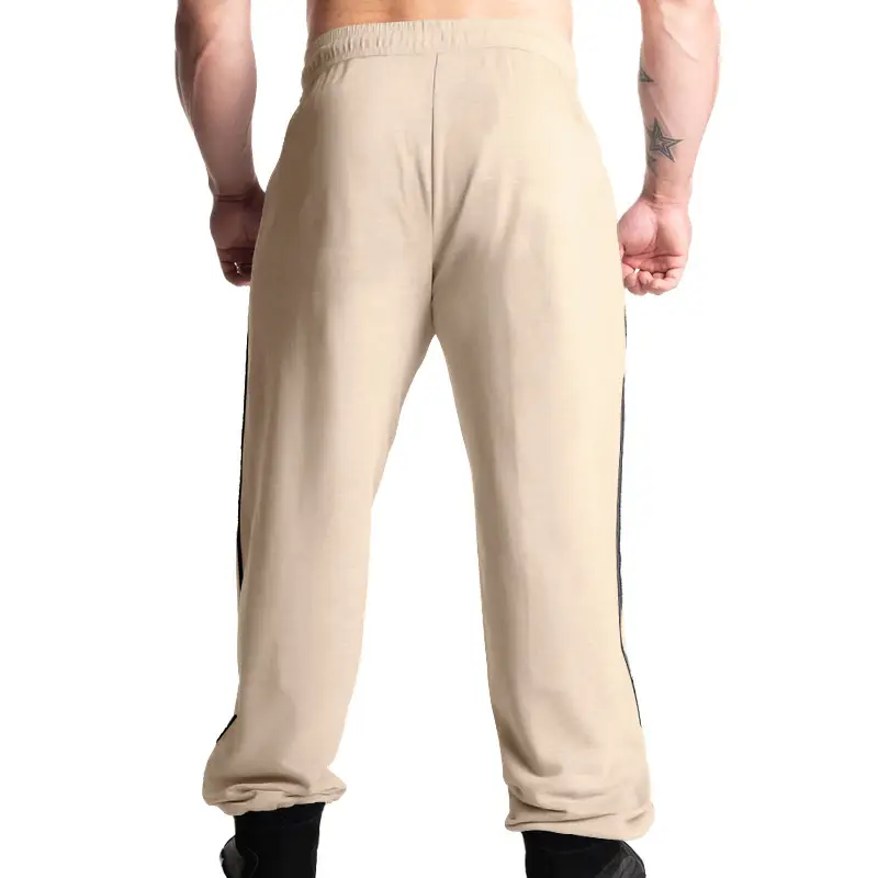 Men Black Heavy Terry Long Pants Spring Fall Loose Wide Leg — feature 7