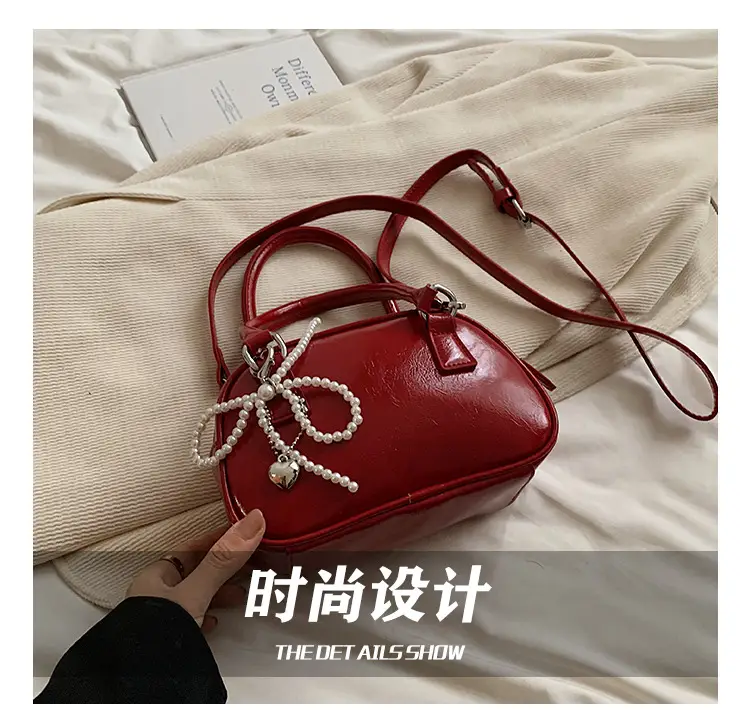 Women's 2024 Style Portable Bowling Bag Red Silver Black — feature 10