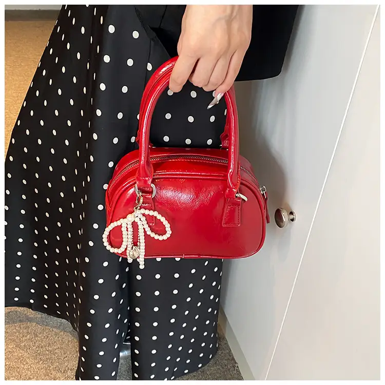 Women's 2024 Style Portable Bowling Bag Red Silver Black — feature 13