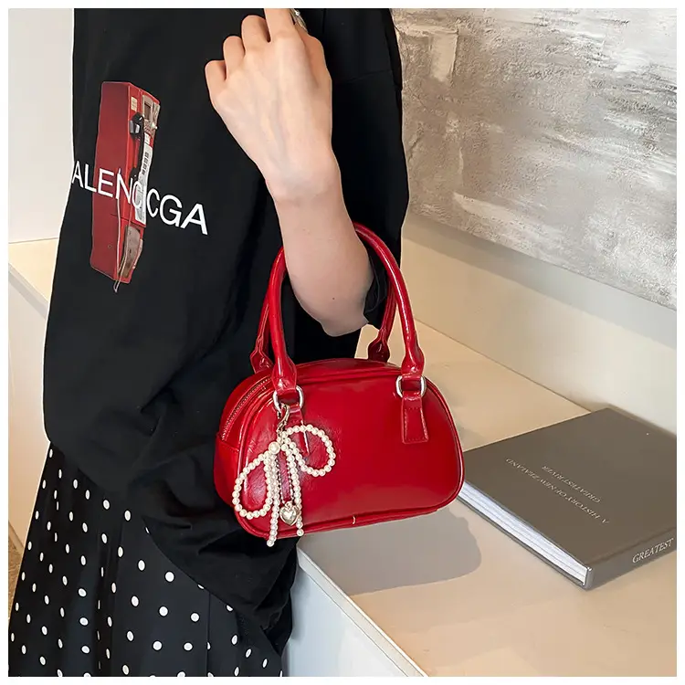 Women's 2024 Style Portable Bowling Bag Red Silver Black — feature 14