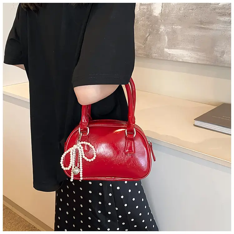 Women's 2024 Style Portable Bowling Bag Red Silver Black — feature 15
