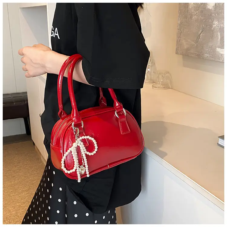 Women's 2024 Style Portable Bowling Bag Red Silver Black — feature 16