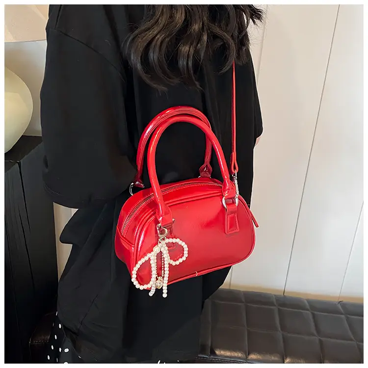 Women's 2024 Style Portable Bowling Bag Red Silver Black — feature 18