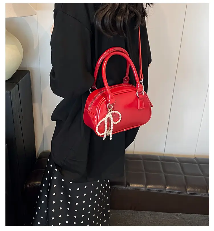 Women's 2024 Style Portable Bowling Bag Red Silver Black — feature 2