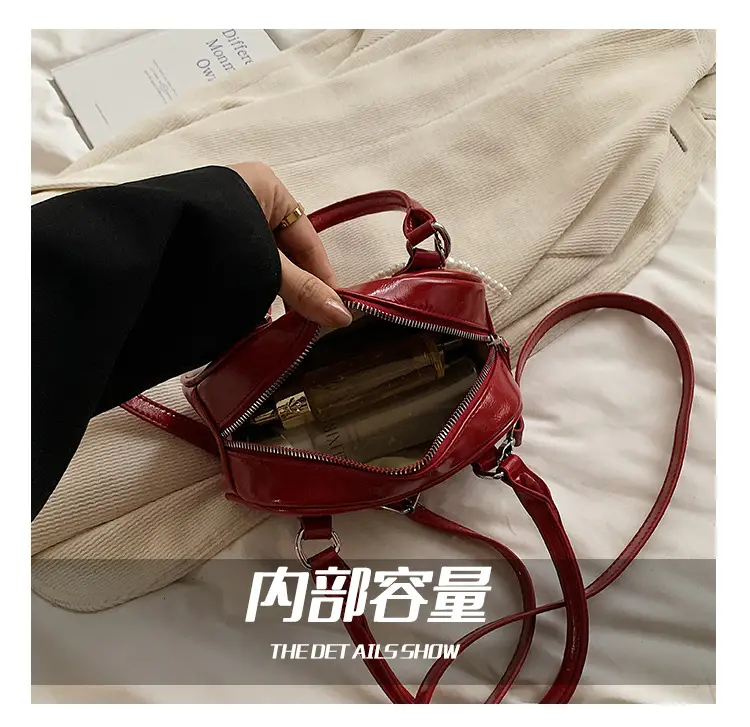 Women's 2024 Style Portable Bowling Bag Red Silver Black — feature 9
