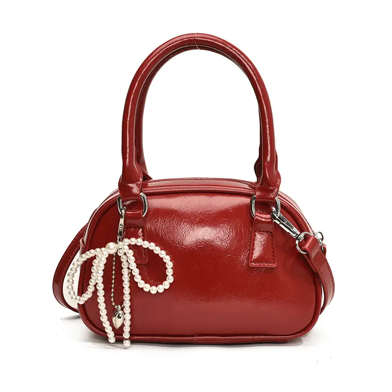 Women's 2024 Style Portable Bowling Bag Red Silver Black