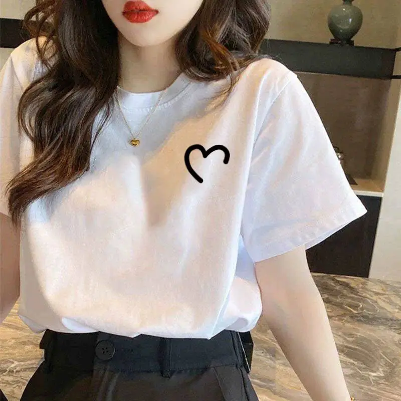 Pure Cotton Short-Sleeved T-Shirt Women's Large Size Summer New Women's Loose and Slim White T-Shirt Top Bottoming Shirt Ins Trbottom