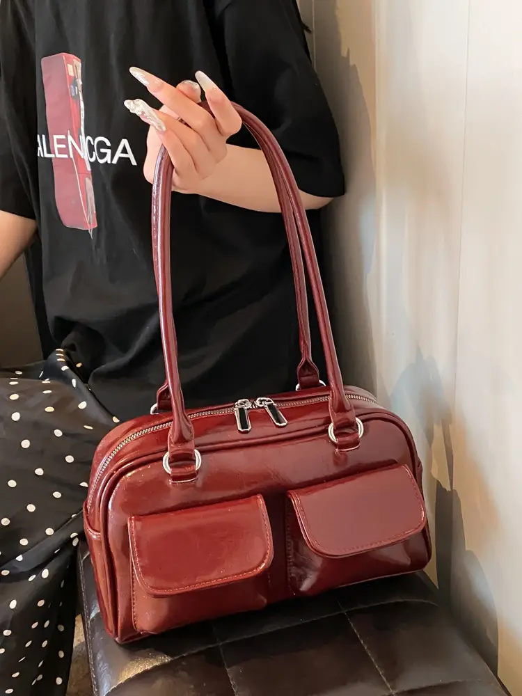 Green Leather Shoulder Bag for Women - Image 6