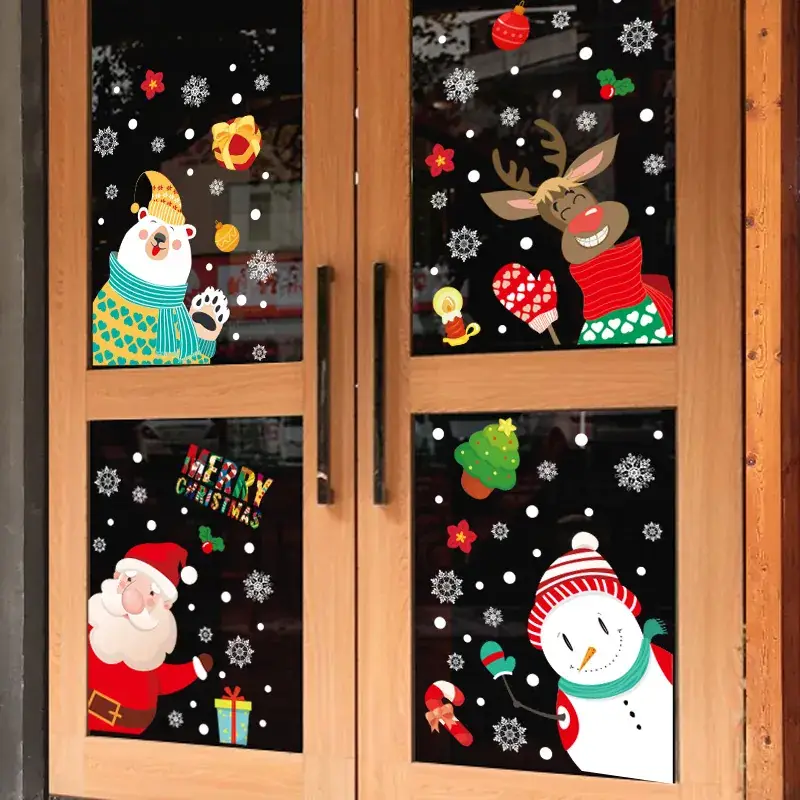 Cross Border Santa Snowman Christmas Glass Door Sticker - Image 18