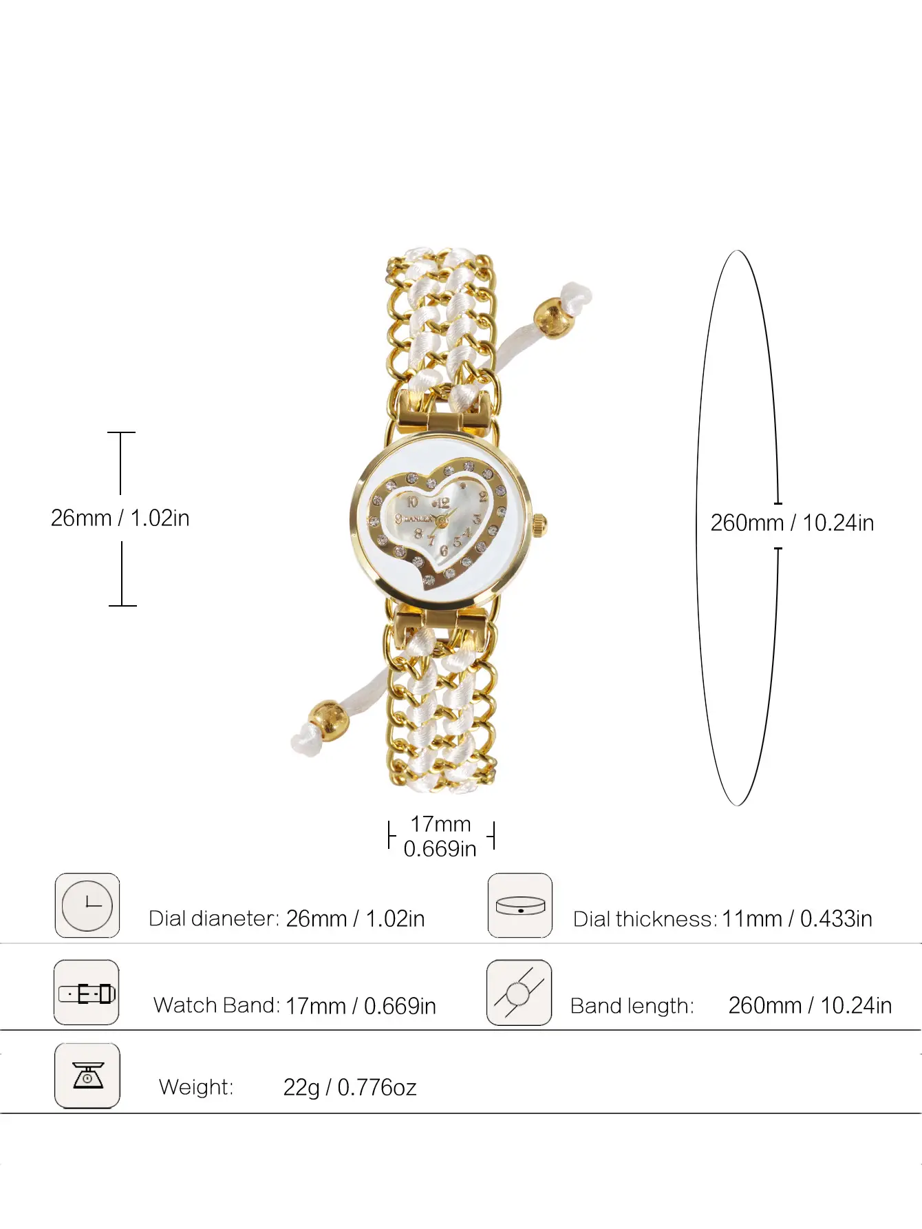 Women's Heart-Shaped Bracelet Watch with Red Blue Blue — feature 1