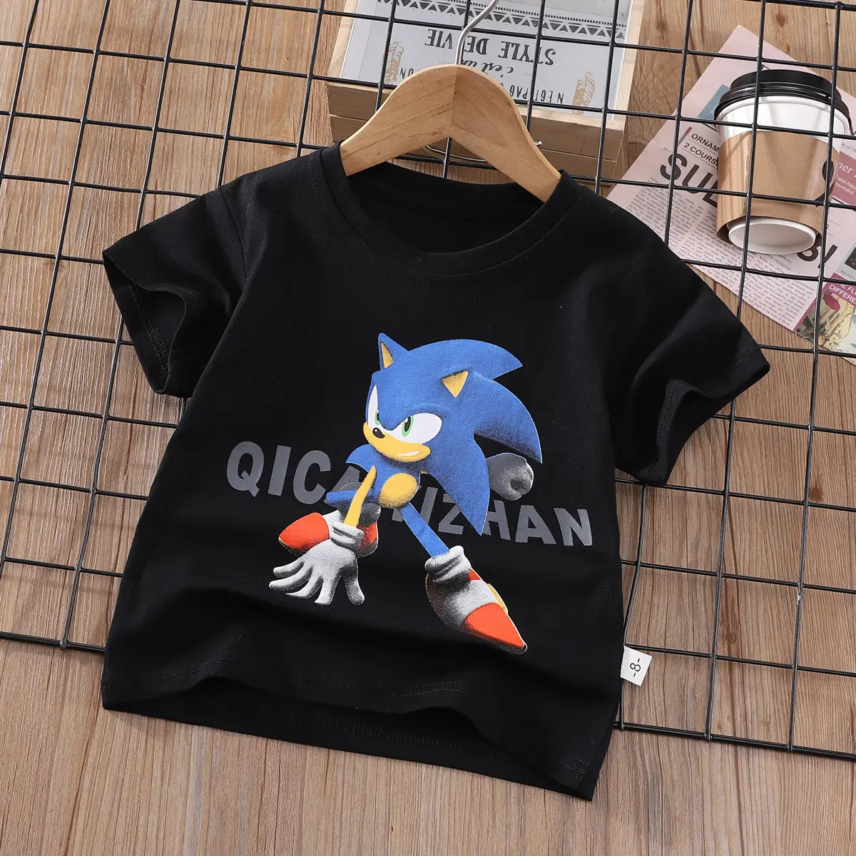 Kids Sonic Graphic T-Shirt Light Green 5 Number Print - Image 17