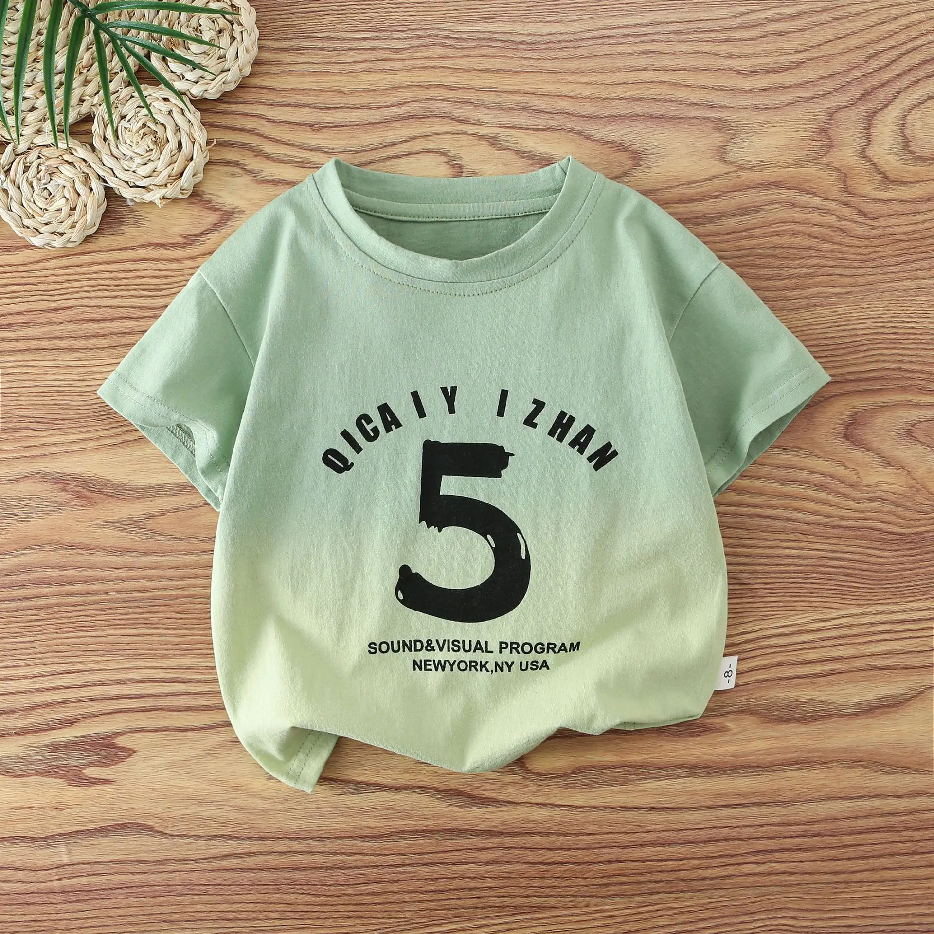 Kids Sonic Graphic T-Shirt Light Green 5 Number Print - Image 9