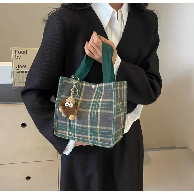 Women Plaid Canvas Tote Bag Large Capacity 2024 — feature 20