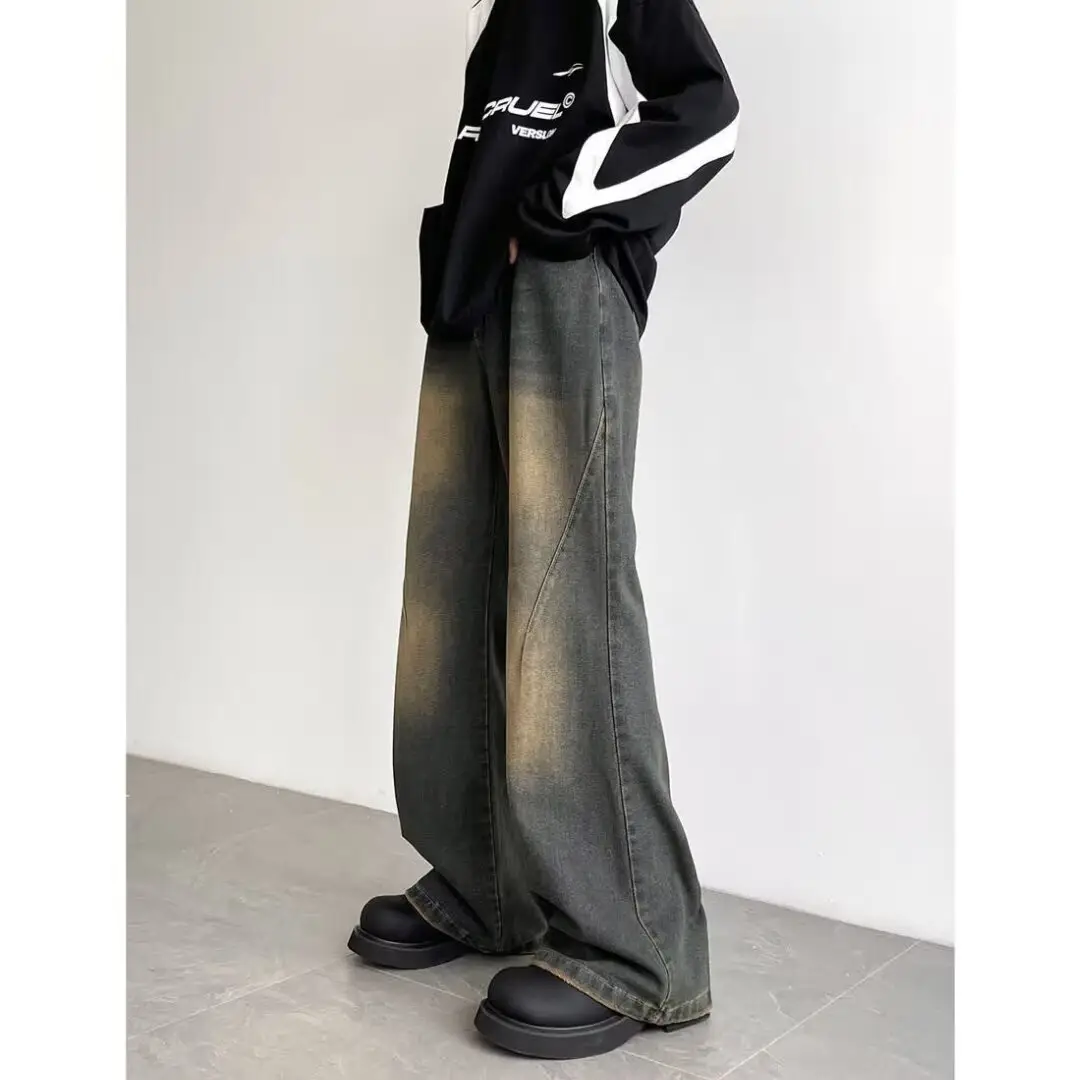 Men Retro Jeans Loose Fit Wide Leg Pants Casual Sparkle — feature 6