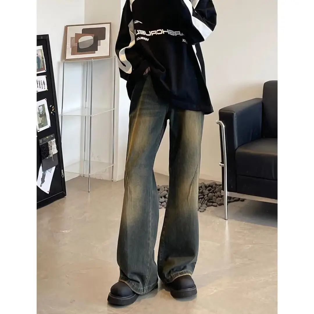 Men Retro Jeans Loose Fit Wide Leg Pants Casual Sparkle — feature 7