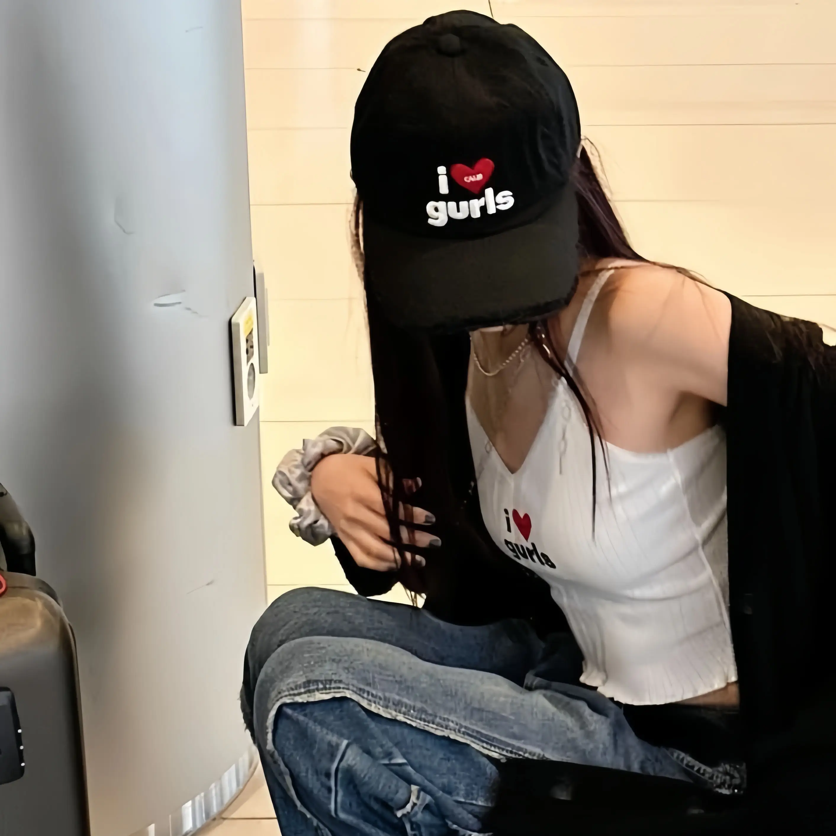Women Black "I Love Girls" Cap All-match Street Fashion