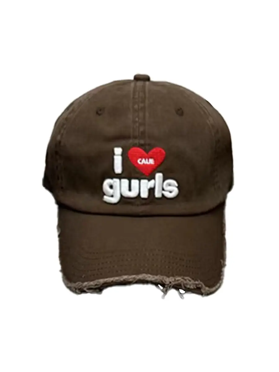 Women Black "I Love Girls" Cap All-match Street Fashion