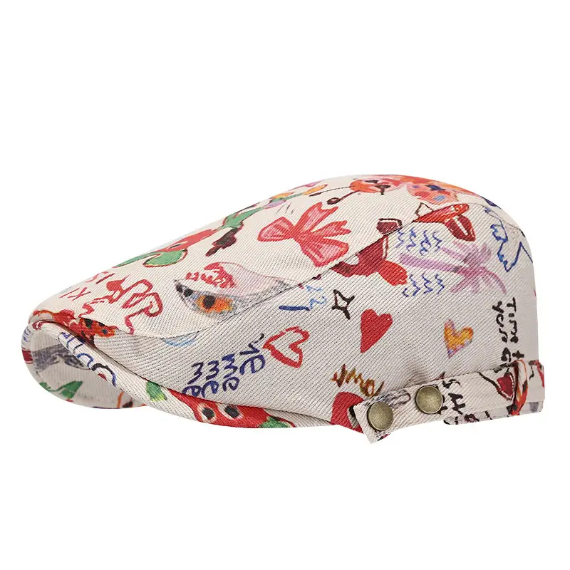 Cute Graffiti Forward Hat Women Retro Duck Tongue Beret - Image 6