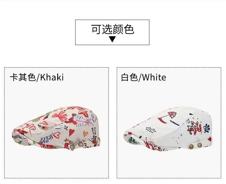 Cute Graffiti Forward Hat Women Retro Duck Tongue Beret — feature 5