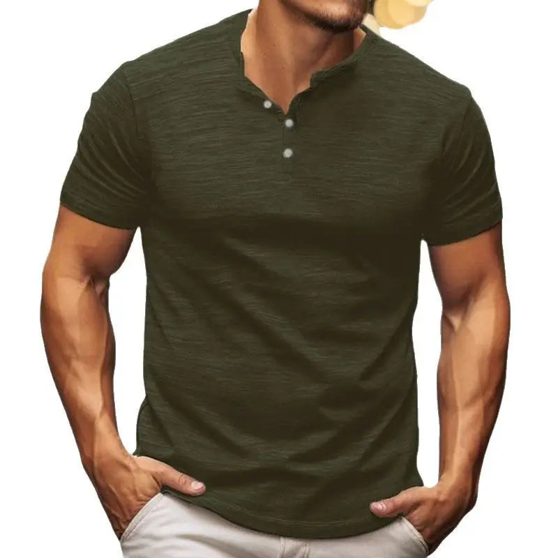 Men Button T-Shirt Bamboo Summer Gray - Image 9