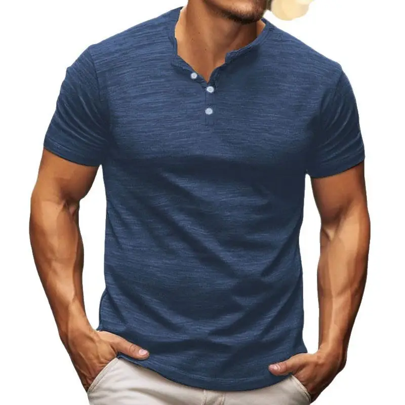 Men Button T-Shirt Bamboo Summer Gray - Image 10