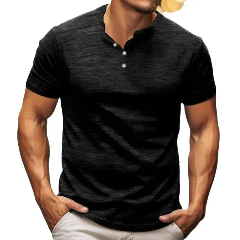 Men Button T-Shirt Bamboo Summer Gray - Image 11