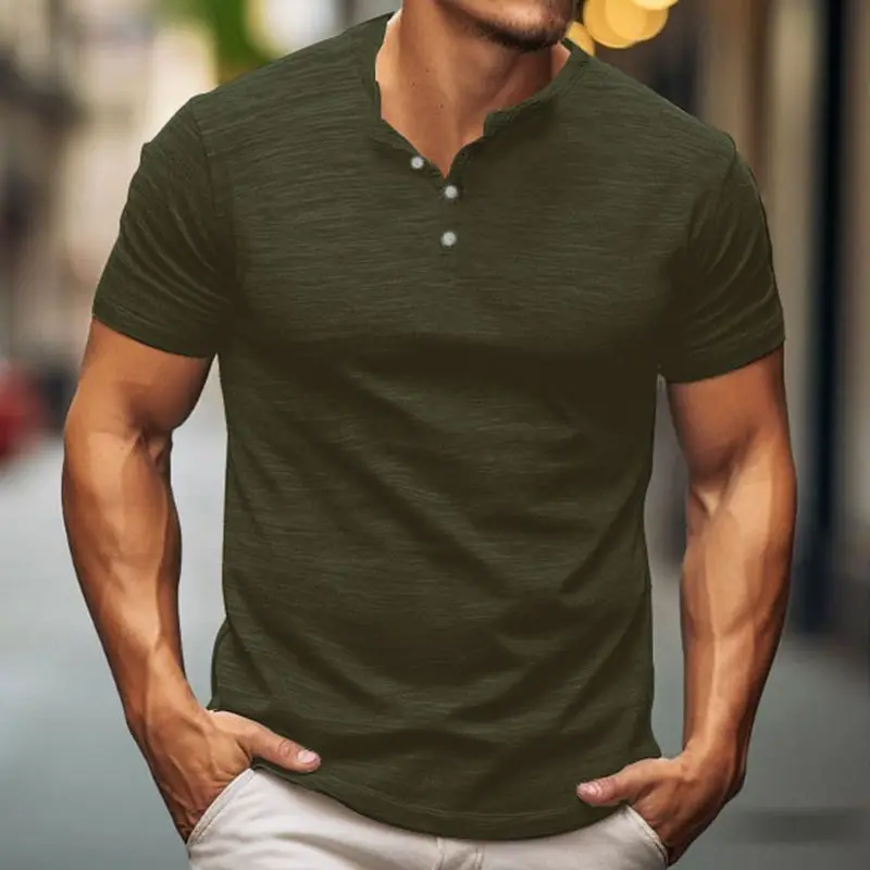 Men Button T-Shirt Bamboo Summer Gray — feature 10