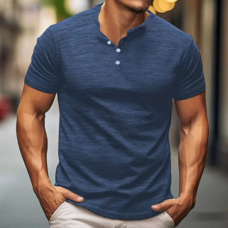 Men Button T-Shirt Bamboo Summer Gray — feature 14
