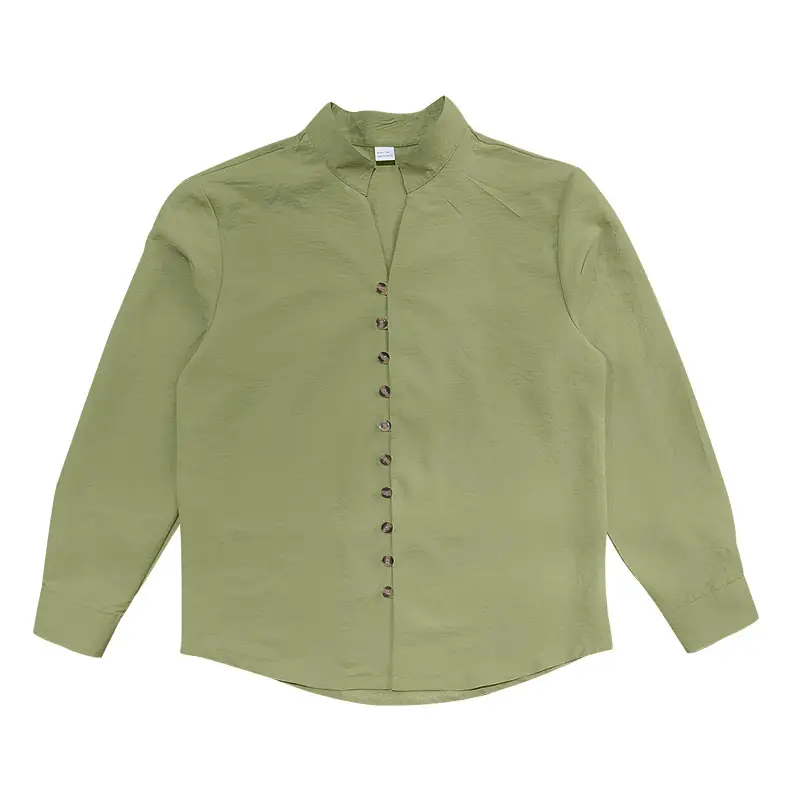 Men's Brown Button-Up Linen Shirt Loose Fit — feature 26