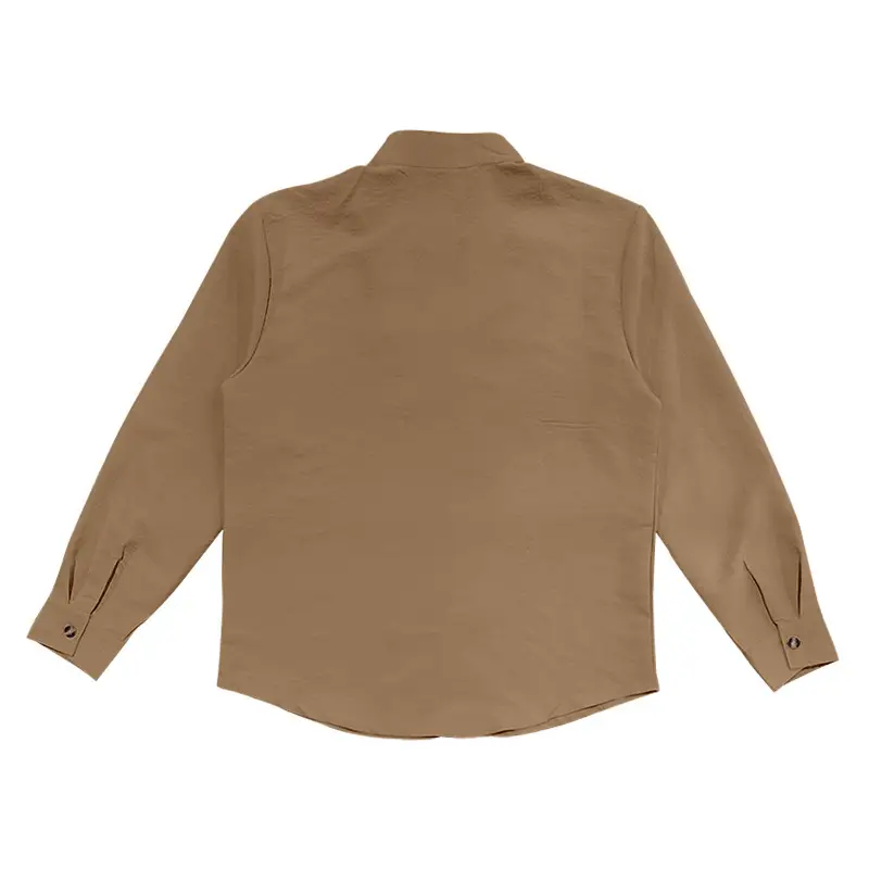 Men's Brown Button-Up Linen Shirt Loose Fit — feature 34