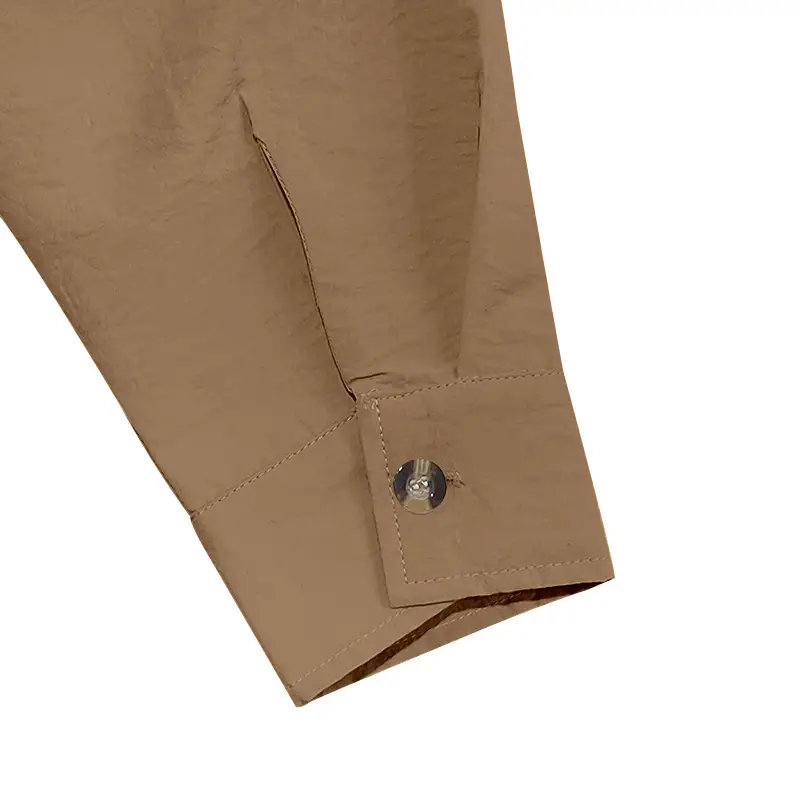 Men's Brown Button-Up Linen Shirt Loose Fit — feature 36