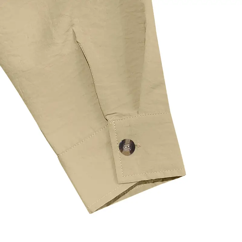 Men's Brown Button-Up Linen Shirt Loose Fit — feature 43