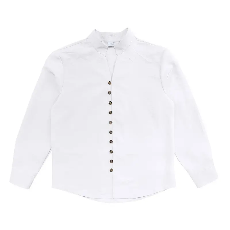 Men's Brown Button-Up Linen Shirt Loose Fit — feature 5