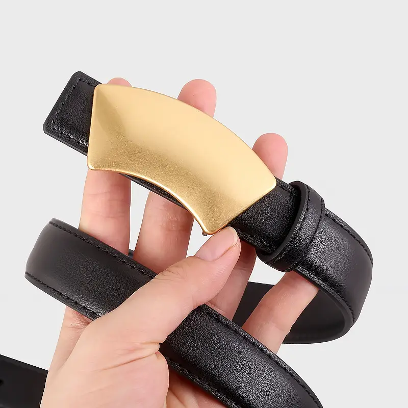 New Leather Belt Women's Snap Buckle Slimming Jeans Belt - Image 5