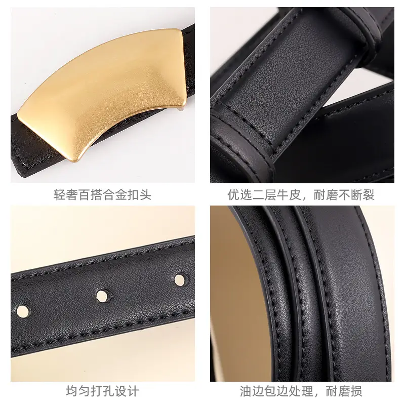 New Leather Belt Women's Snap Buckle Slimming Jeans Belt - Image 6