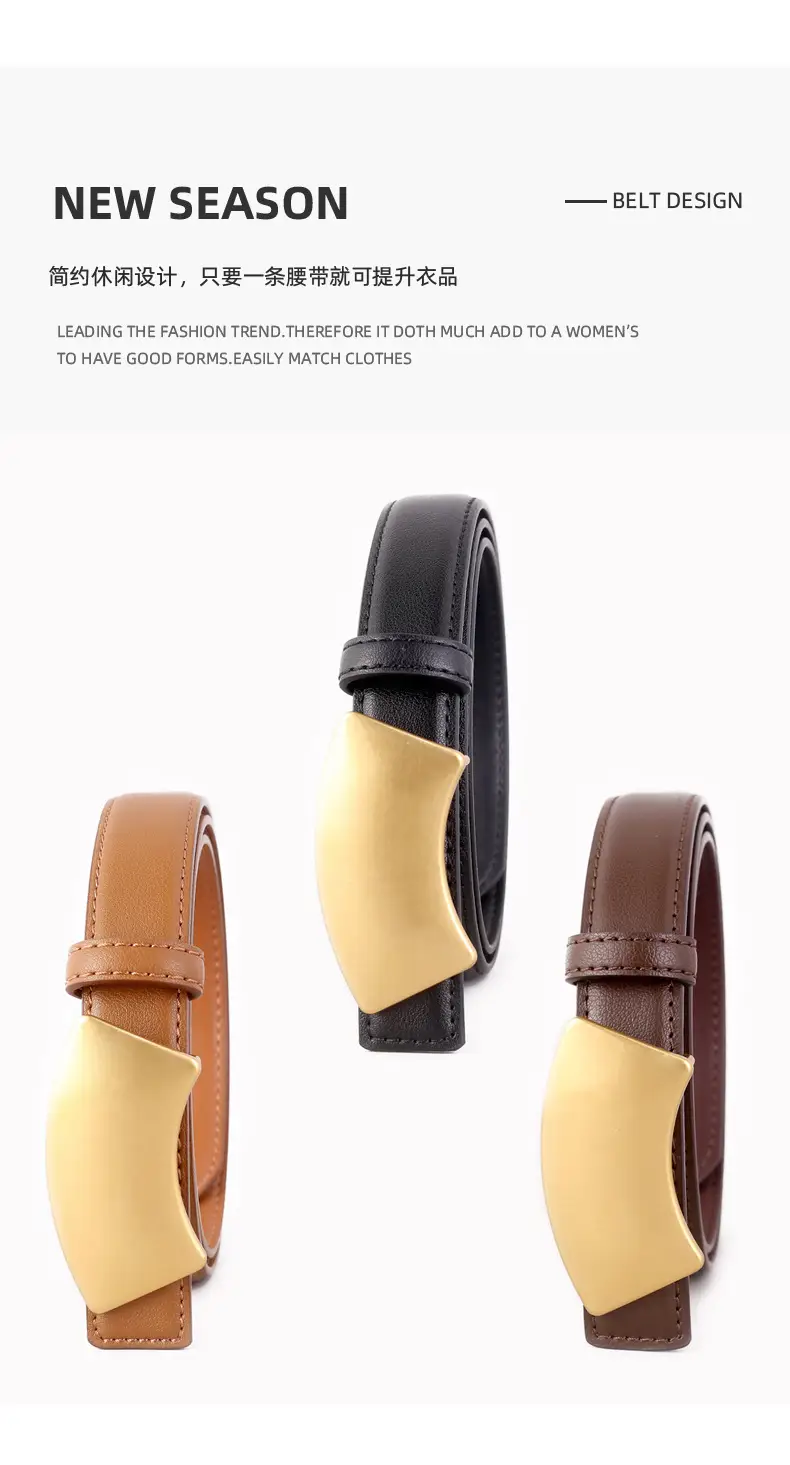 New Leather Belt Women's Snap Buckle Slimming Jeans Belt — feature 30