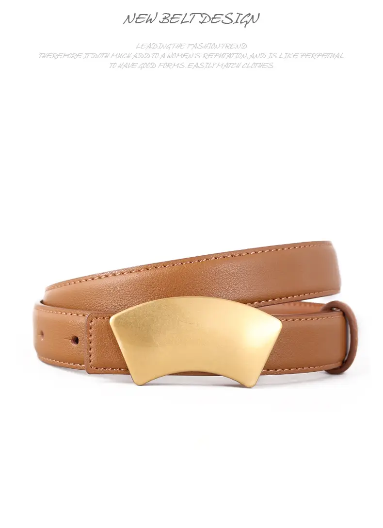 New Leather Belt Women's Snap Buckle Slimming Jeans Belt — feature 38