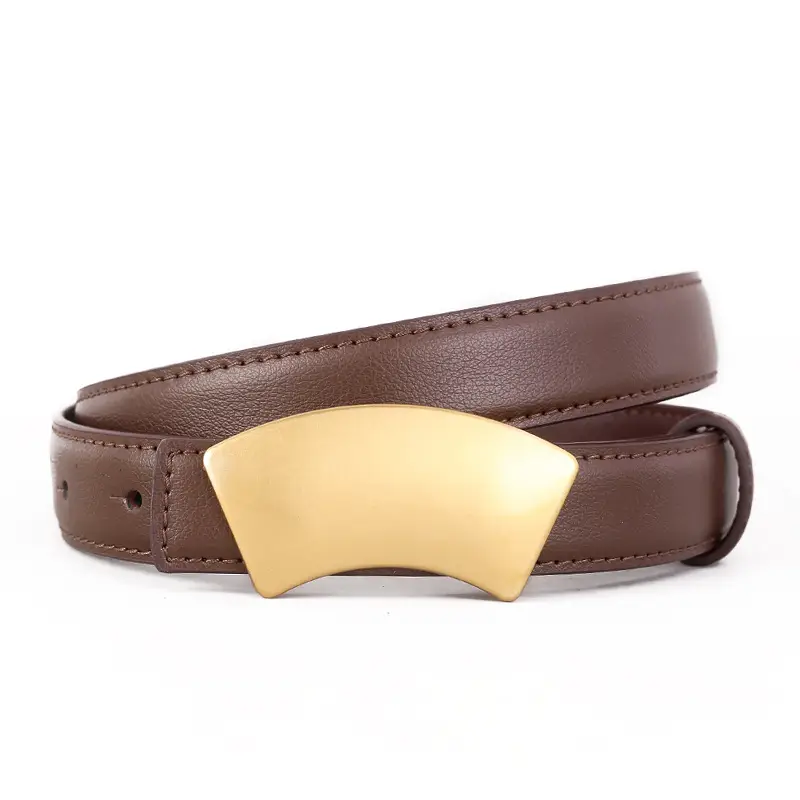 New Leather Belt Women's Snap Buckle Slimming Jeans Belt - Image 2