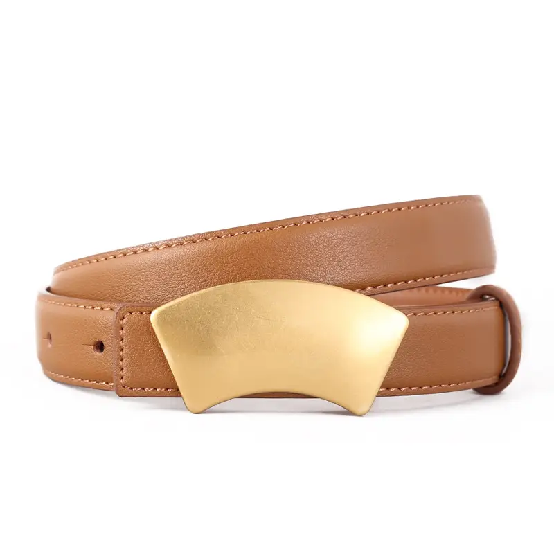 New Leather Belt Women's Snap Buckle Slimming Jeans Belt - Image 3