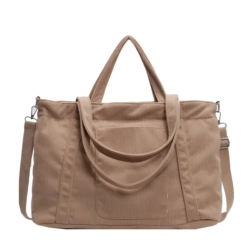 Women's Pink Corduroy Tote Bag Large Capacity Shoulder Crossbody - Image 10