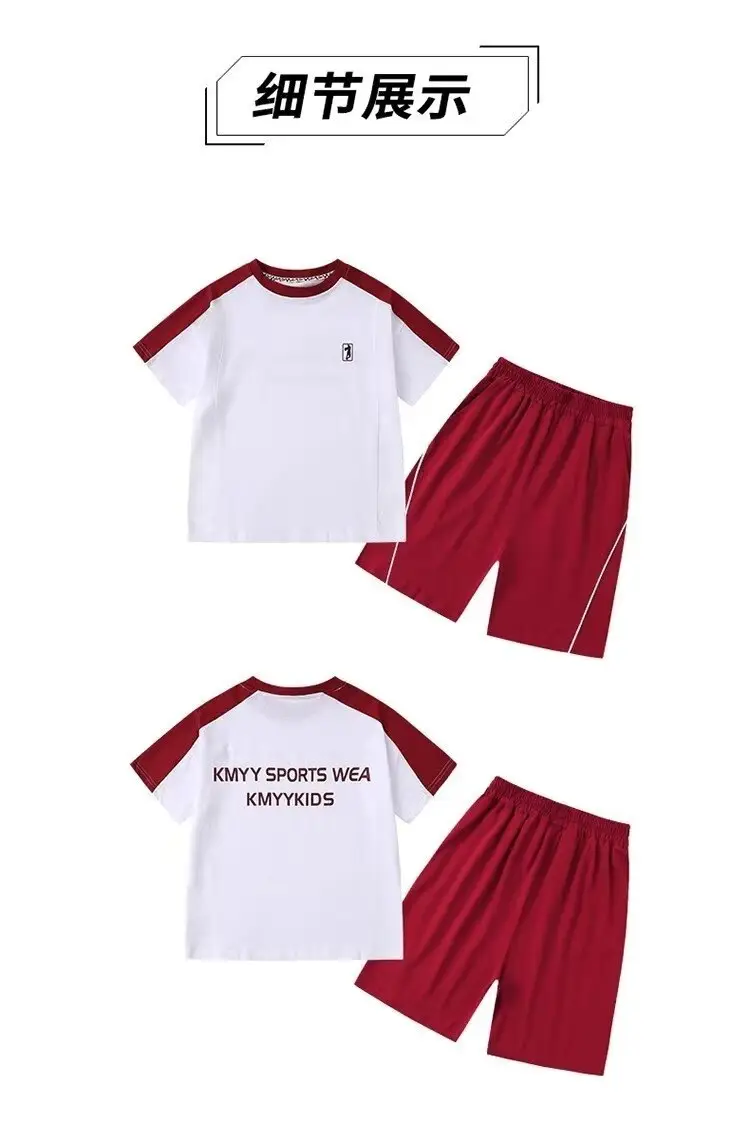 Boys 2025 Thin Sports T-Shirt Shorts Set White Blue — feature 19