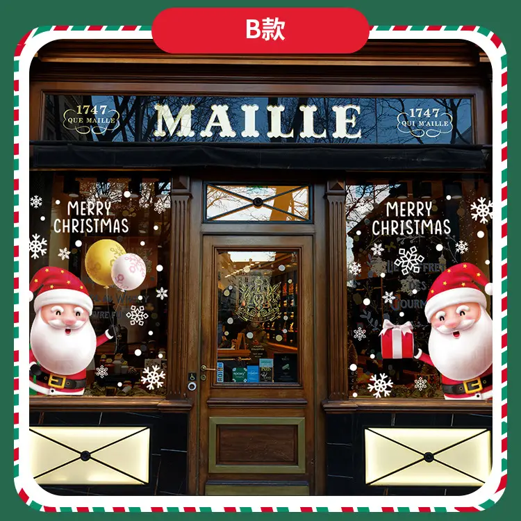 Cross Border Santa Snowman Christmas Glass Door Sticker — feature 3