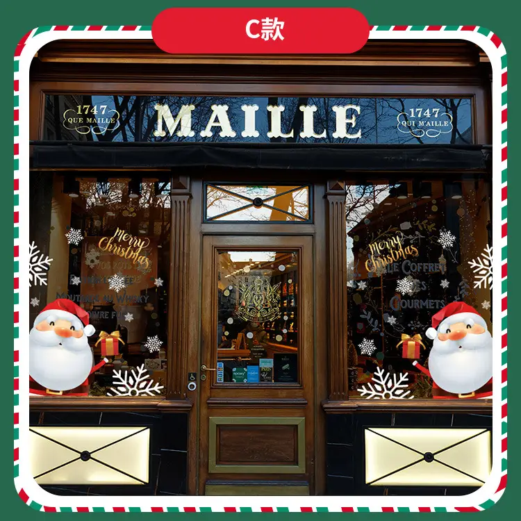 Cross Border Santa Snowman Christmas Glass Door Sticker — feature 4