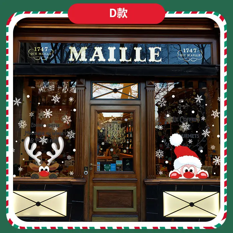 Cross Border Santa Snowman Christmas Glass Door Sticker — feature 5