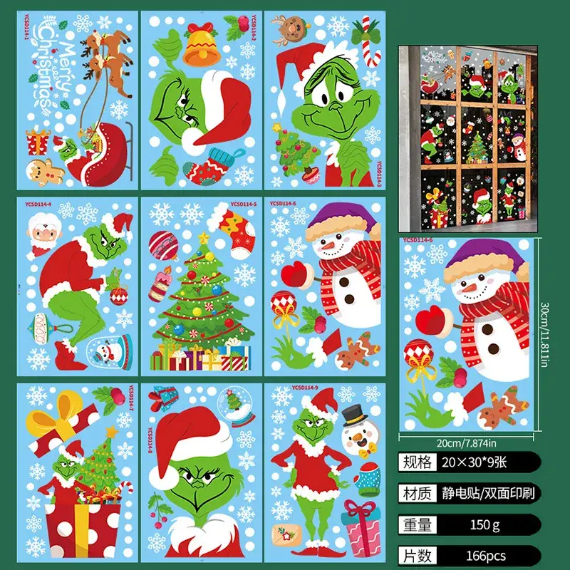 Cross Border Santa Christmas Snowflake Electrostatic Window Sticker - Image 15