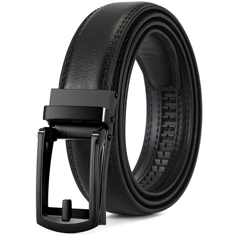 Men's Black Cowhide Belt with Gold Buckle - Image 12