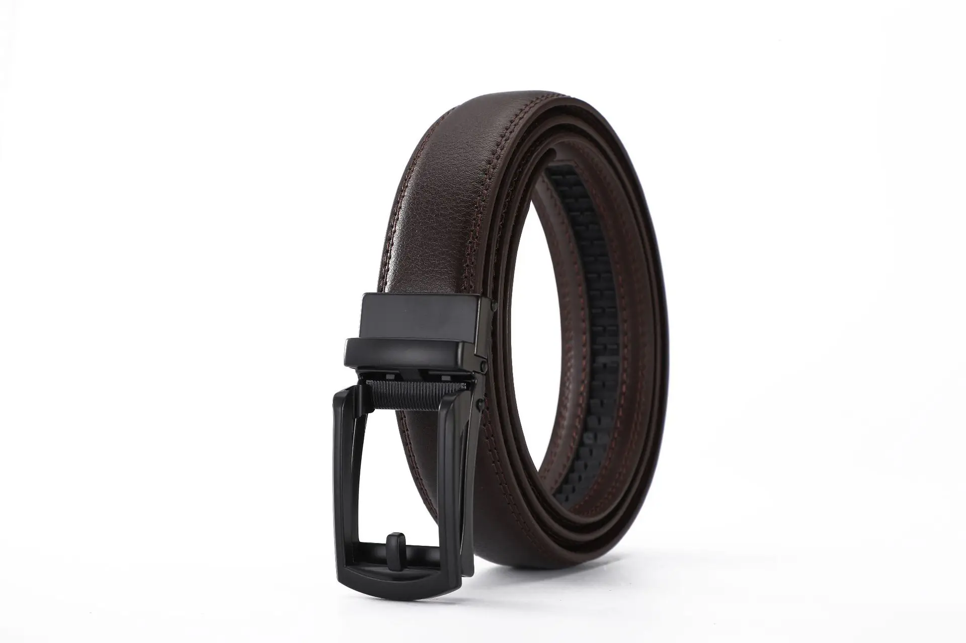 Men's Black Cowhide Belt with Gold Buckle — feature 10