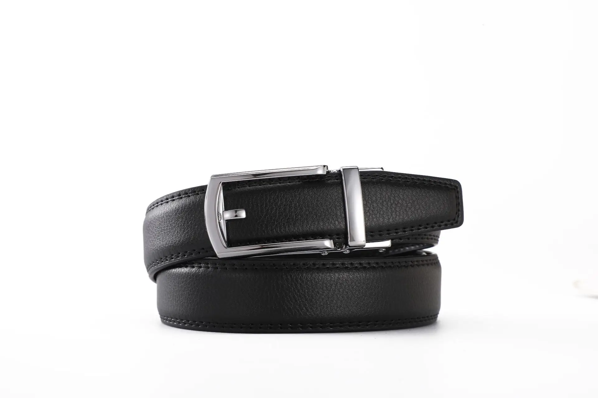 Men's Black Cowhide Belt with Gold Buckle — feature 7